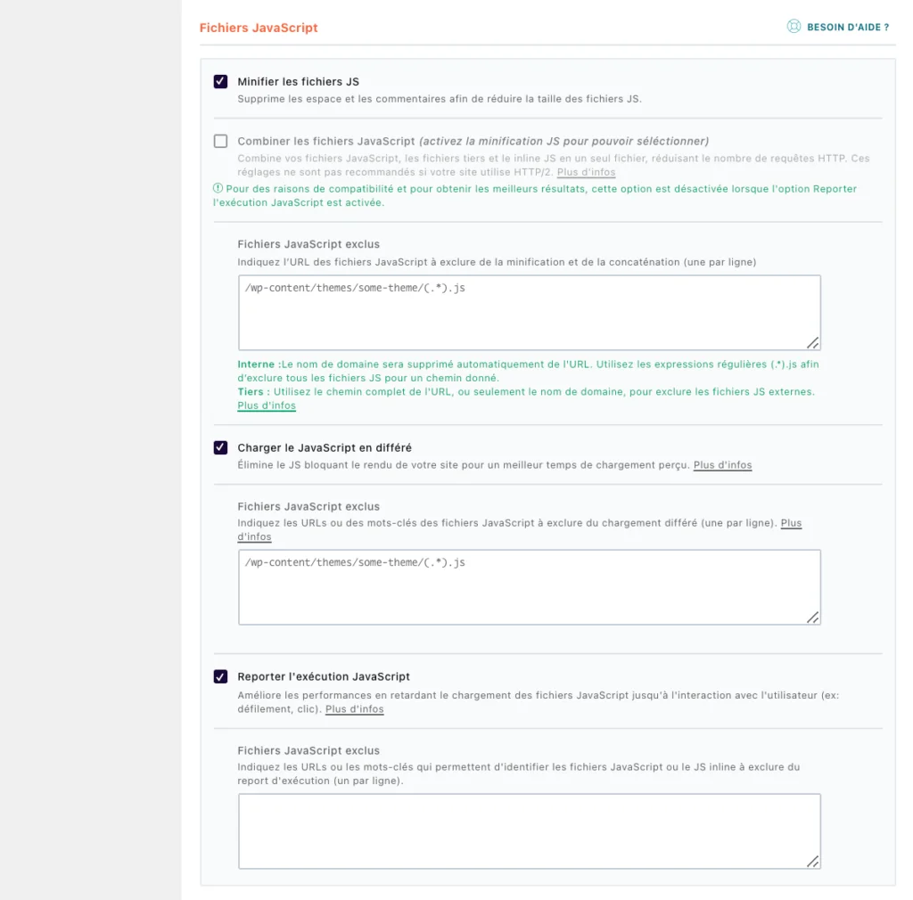 Configurer WP Rocket pour Divi - Optimisation des fichiers JS