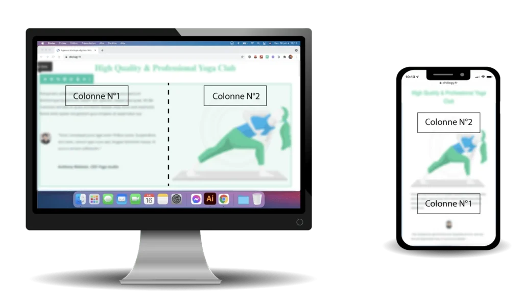 Changer l'ordre des colonnes Divi sur mobile - Exemple de deux colonnes