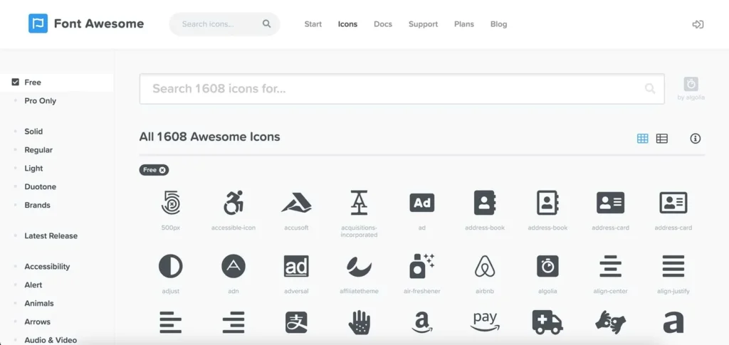 Personnaliser vos menus WordPress grâce à Font Awesome - Liste des icônes
